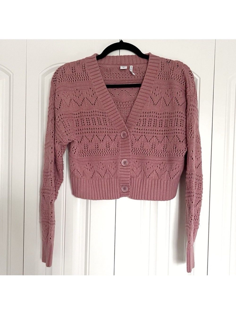 Simons- Twik cropped dusty rose cardigan